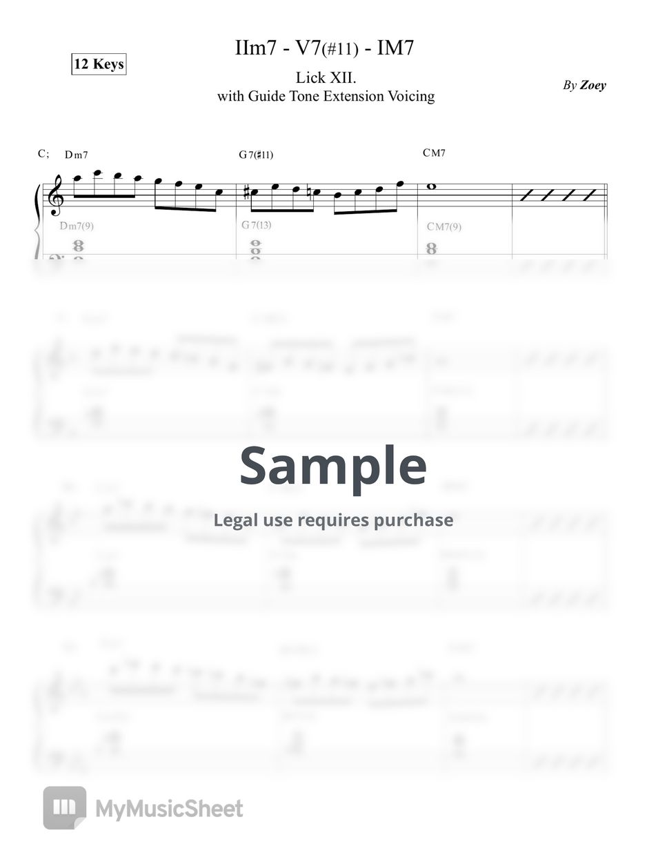 Zoey - [2-5-1 Lick] XII. (12 Keys) Sheets by Zoey