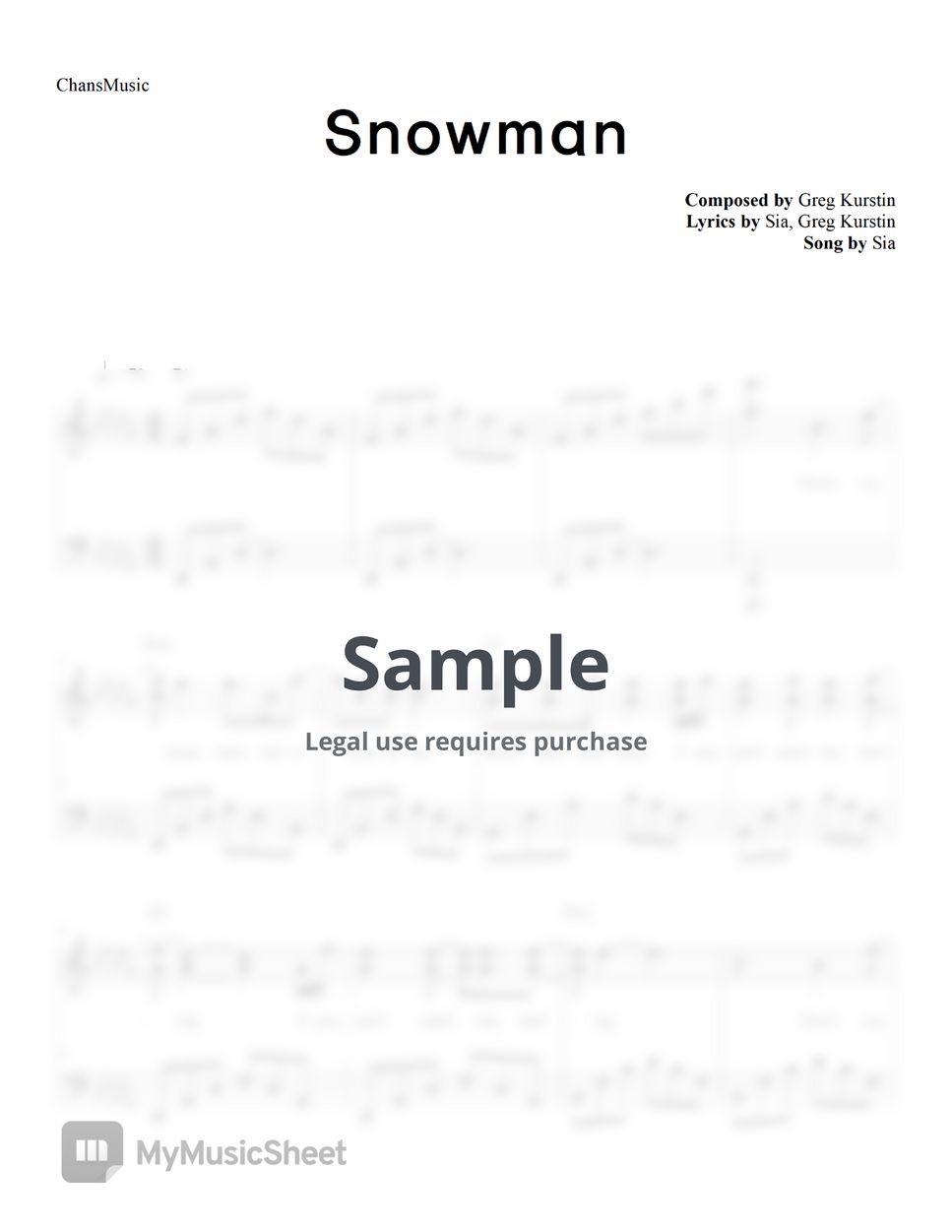 Sia - Snowman (with Lyrics) by ChansMusic