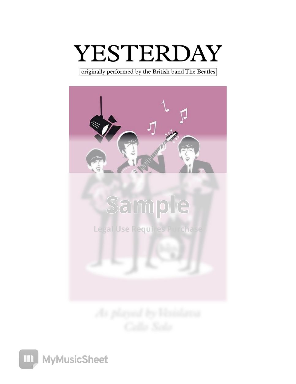 The beatles yesterday piano cello sheets by vesislava