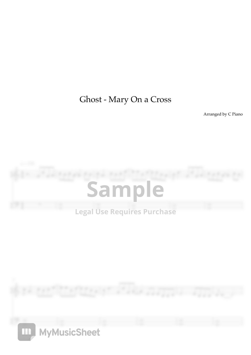 Ghost Mary on a Cross Easy (Easy Version) Spartito by C Piano