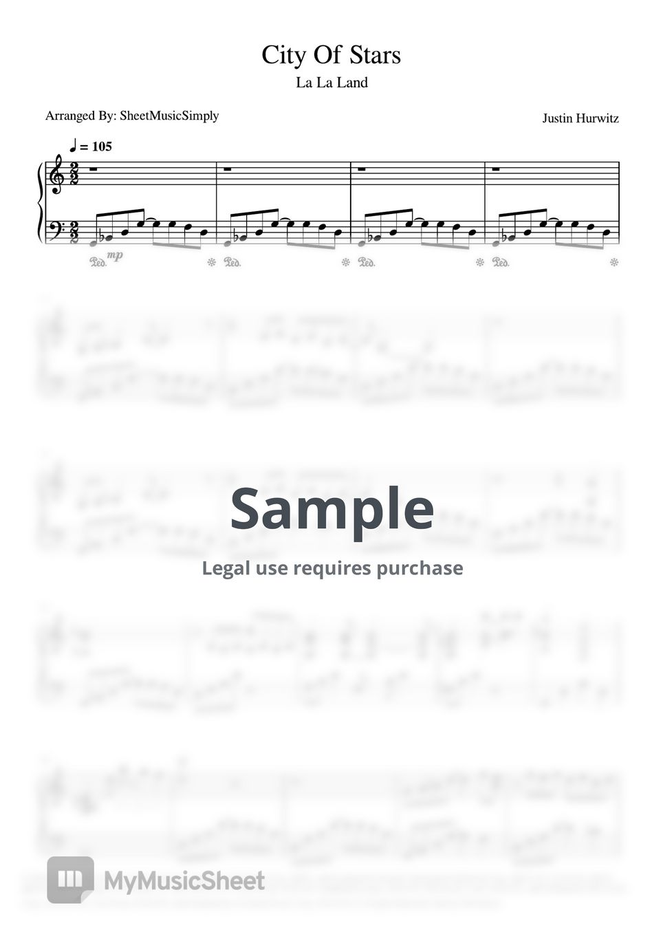 Justin Hurwitz - City Of Stars Sheets by SheetMusicSimply