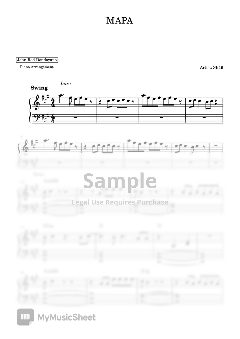 SB19 - MAPA (PIANO SHEET) by John Rod Dondoyano