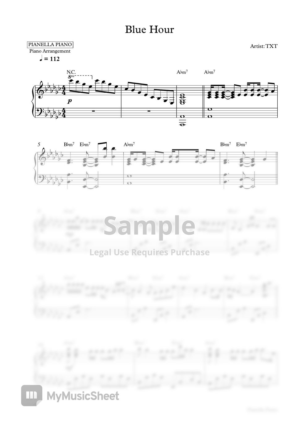 TXT - Blue Hour (Piano Sheet) by Pianella Piano