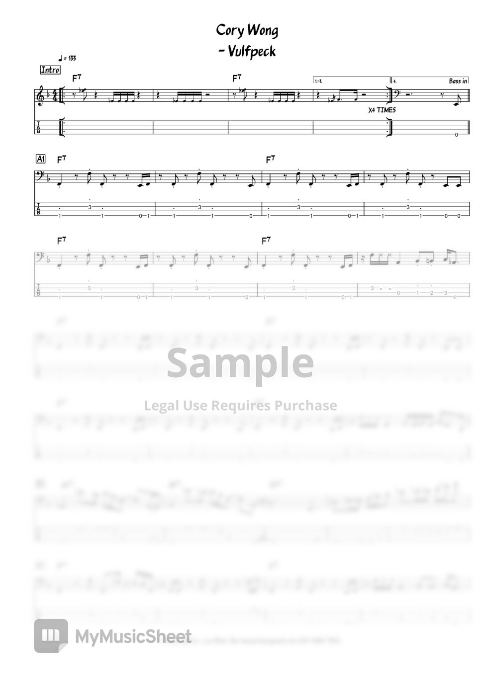 Vulfpeck Cory Wong Tab + Partition à une seule portée by 이원재