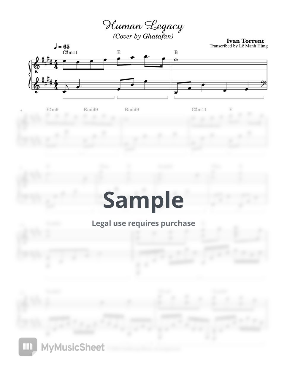 Cover by Ghatafan - Human Legacy (Transcribed) Sheets by Le Manh Hung