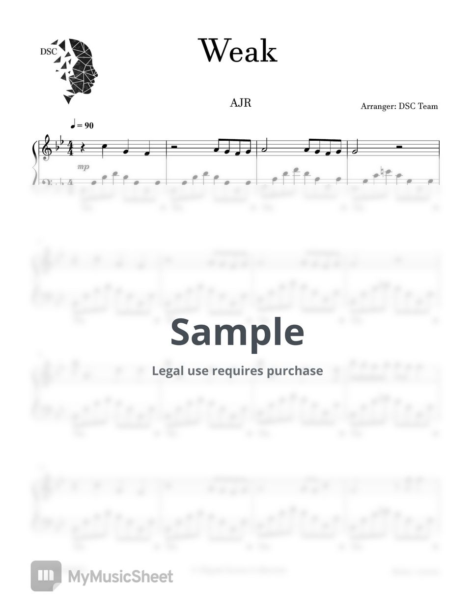 AJR - Weak (Relax version) Sheets by Digital Scores Collection