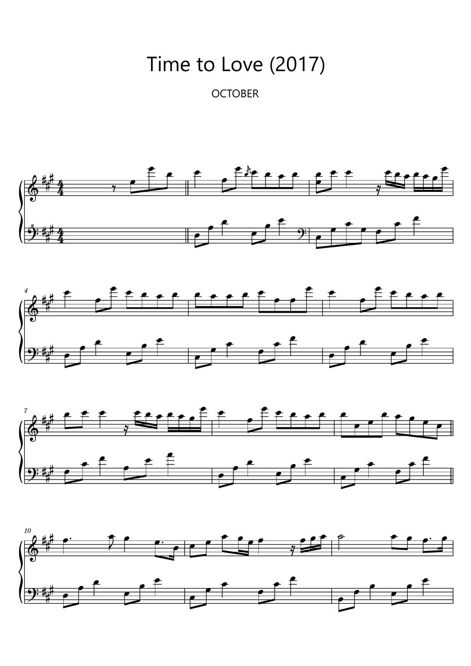 악토버 (OCTOBER) Time to Love (2017) (Sheet Music, MIDI,) Sheets by sayu