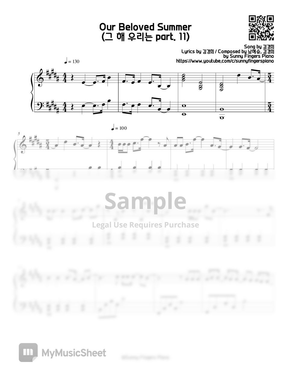 Our Beloved Summer OST Opening 'Our Beloved Summer' Lembar Musik by