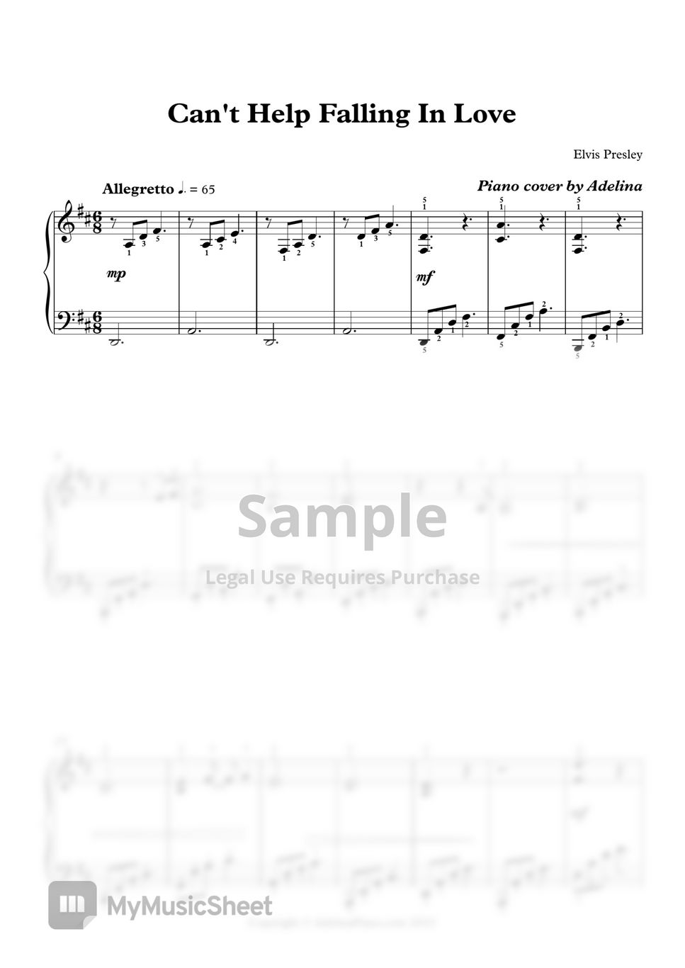 Elvis Presley - Can&#x27;t Help Falling In Love/Easy/ by Adelina Piano