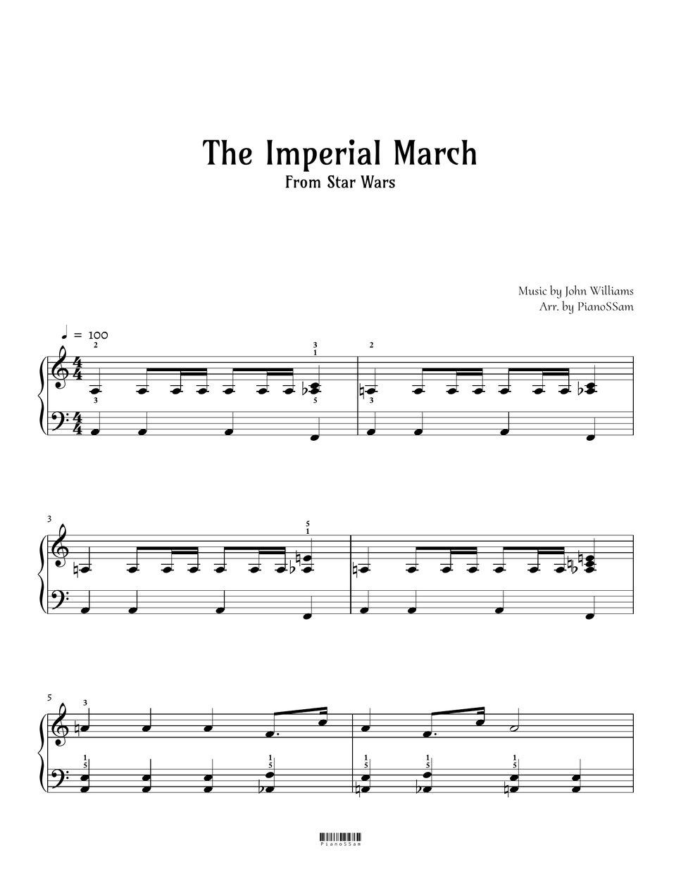 John Williams Imperial March (Star Wars) แผ่น by PianoSSam