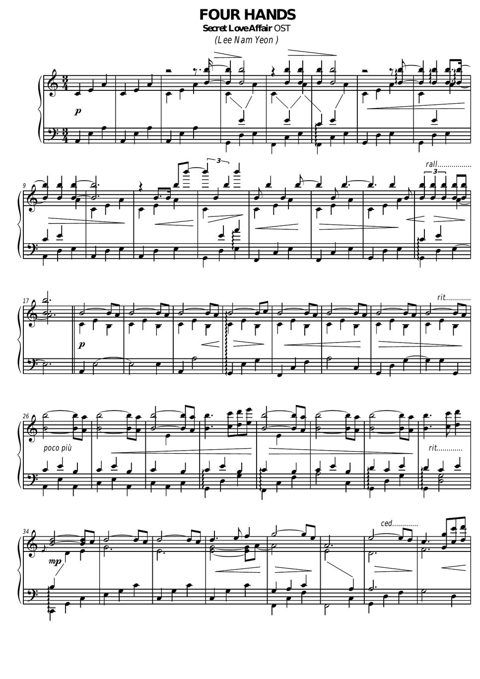 Four Hands Secret Love Affair OST (Lee Nam Yeon ) Hoja