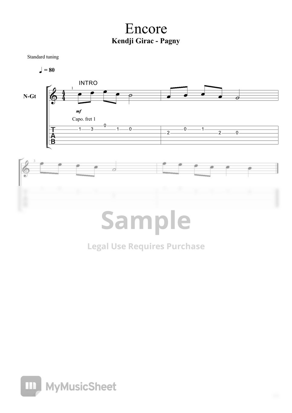 Florent Pagny et Kendji Girac Encore Partition musicale by Accords