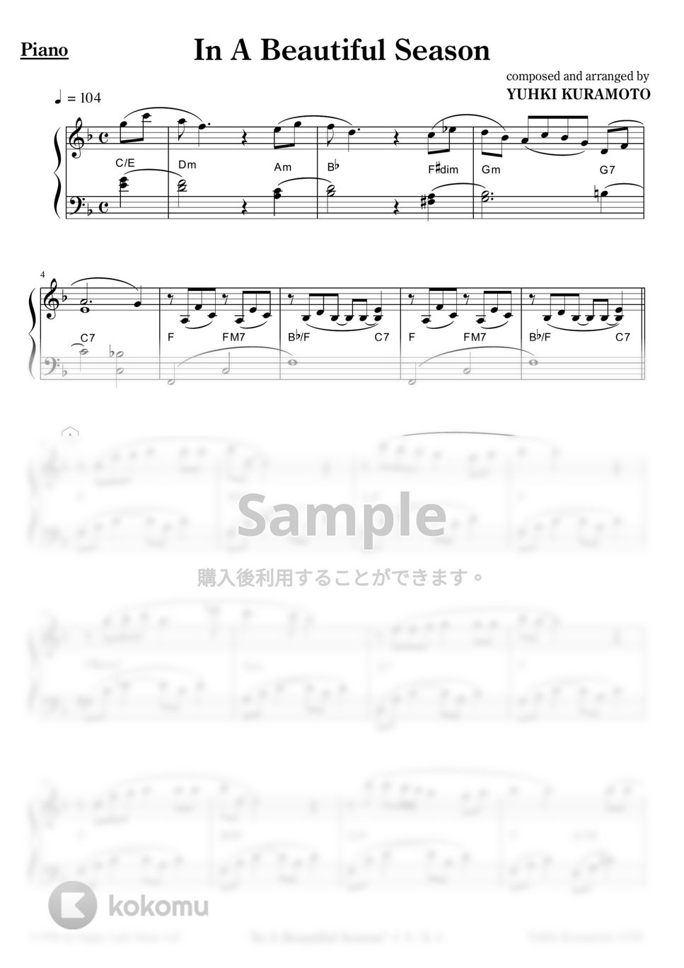 Yuhki Kuramoto - In A Beautiful Season (Easy Ver.) by Yuhki Kuramoto