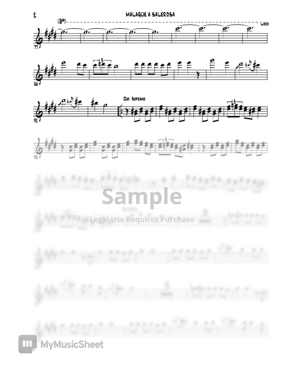 Malagueña Salerosa BSO Kill Bill 2 (Alto Sax) Sheets by Ismael Dorado