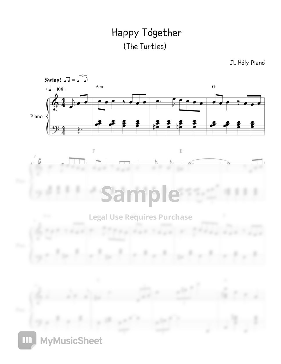 The Turtles - Happy Together by JL Holy Piano