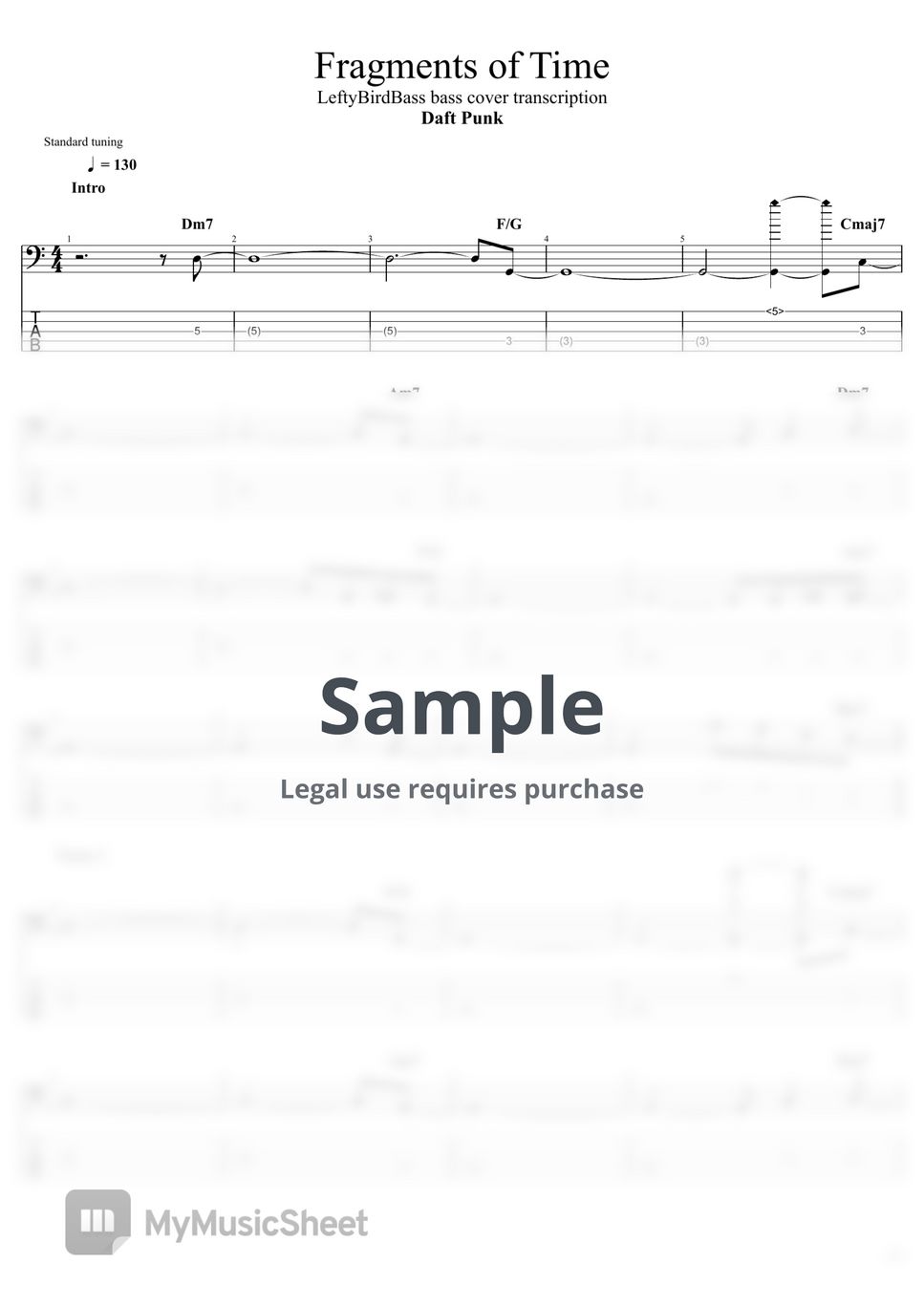 Daft punk fragments of time tab 1staff by tori lefty