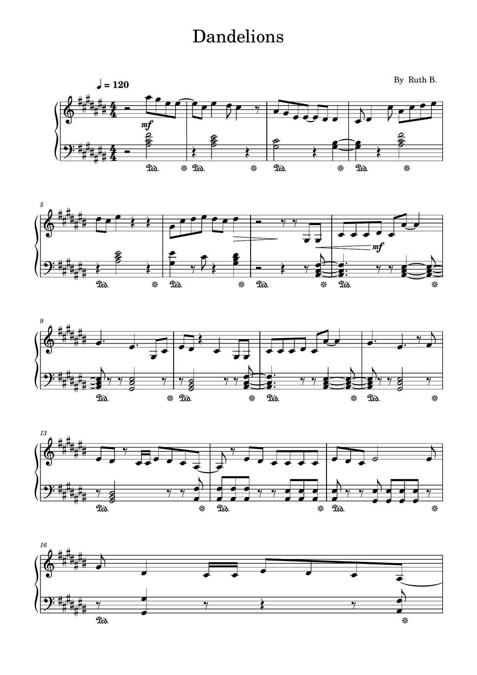 Ruth B. - Dandelions (Ruth B,Piano Solo Sheet Music) Spartito by poon