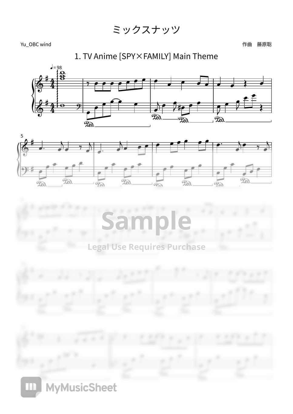 SPY×FAMILY ミックスナッツ / Mixed Nuts (Official髭男dism) Sheets by Yu_OBC wind