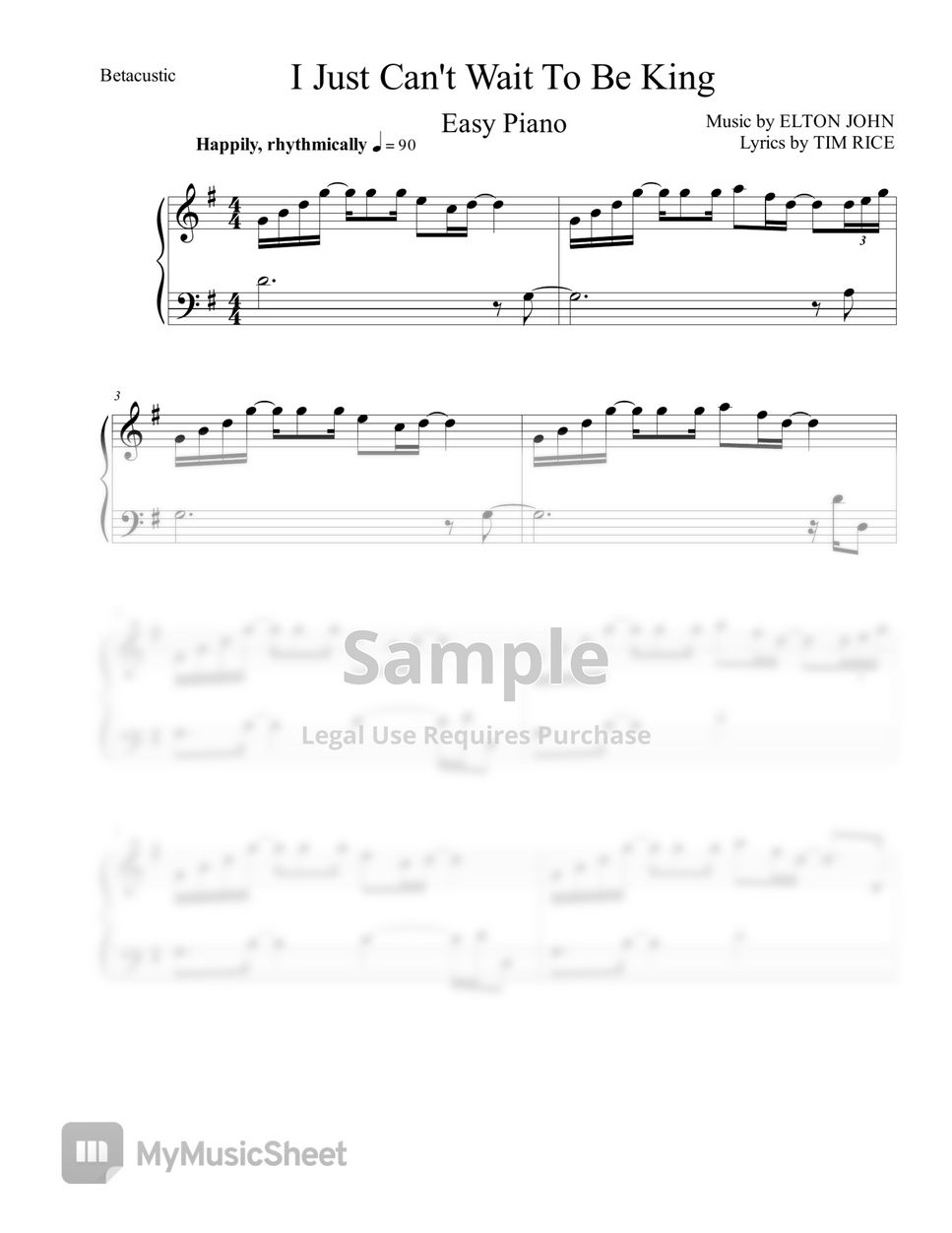 elton-john-i-just-can-t-wait-to-be-a-king-easy-piano-sheets-by