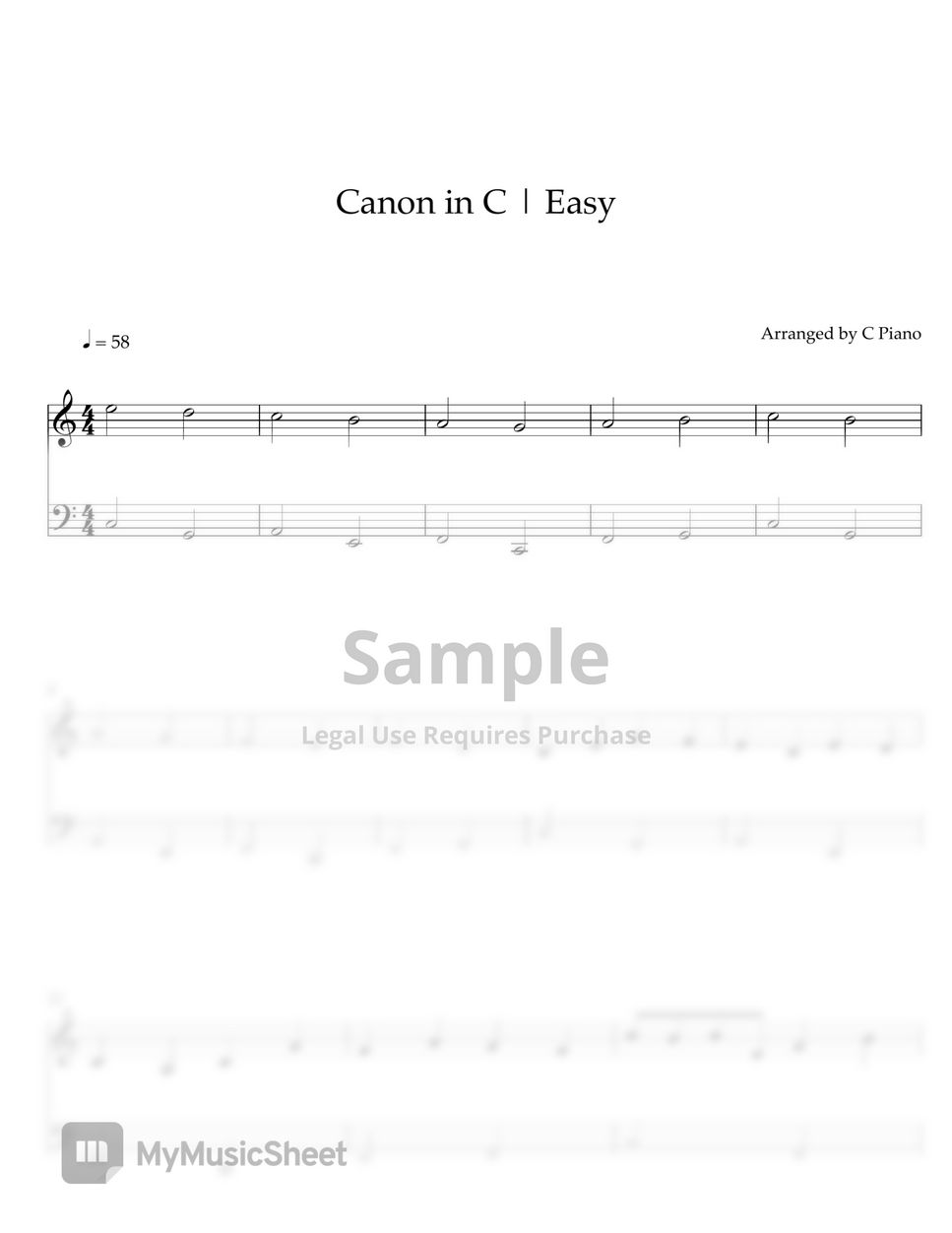 Pachelbel - Canon in C (Easy Version) by C Piano