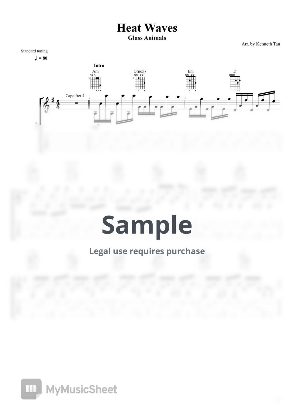 Glass Animals Fingerstyle Guitar Heat Waves Sheets by Acoustic