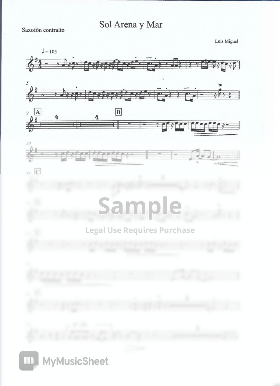 Sol, arena y mar - Luis Miguel. (AltoSax,TenorSax,Trumpet(SopranoSax),Trombón(BariSax) (Metales /Brass) by Ismael Dorado