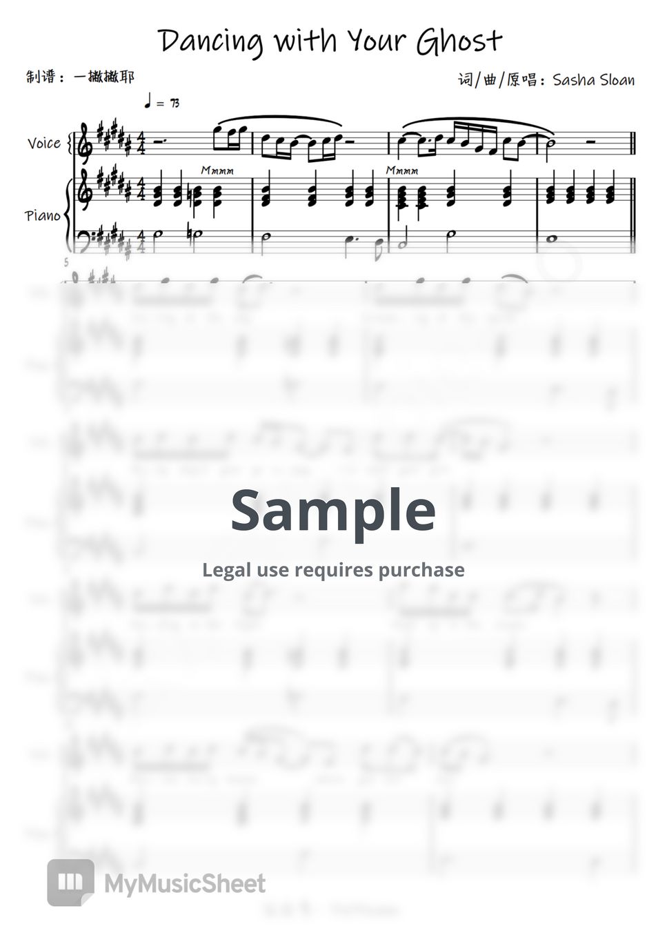 Sasha Sloan - Dancing With Your Ghost (Piano Accompaniment) Sheets by ...