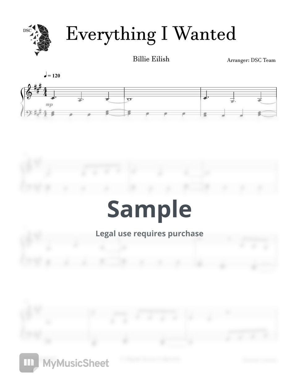 Billie Eilish - Everything I Wanted 악보 by Digital Scores Collection