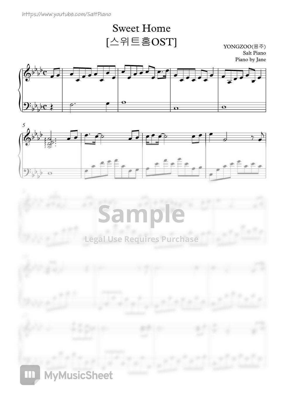 YONGZOO Sweet Home (Sweet Home OST) Sheets by Salt Piano