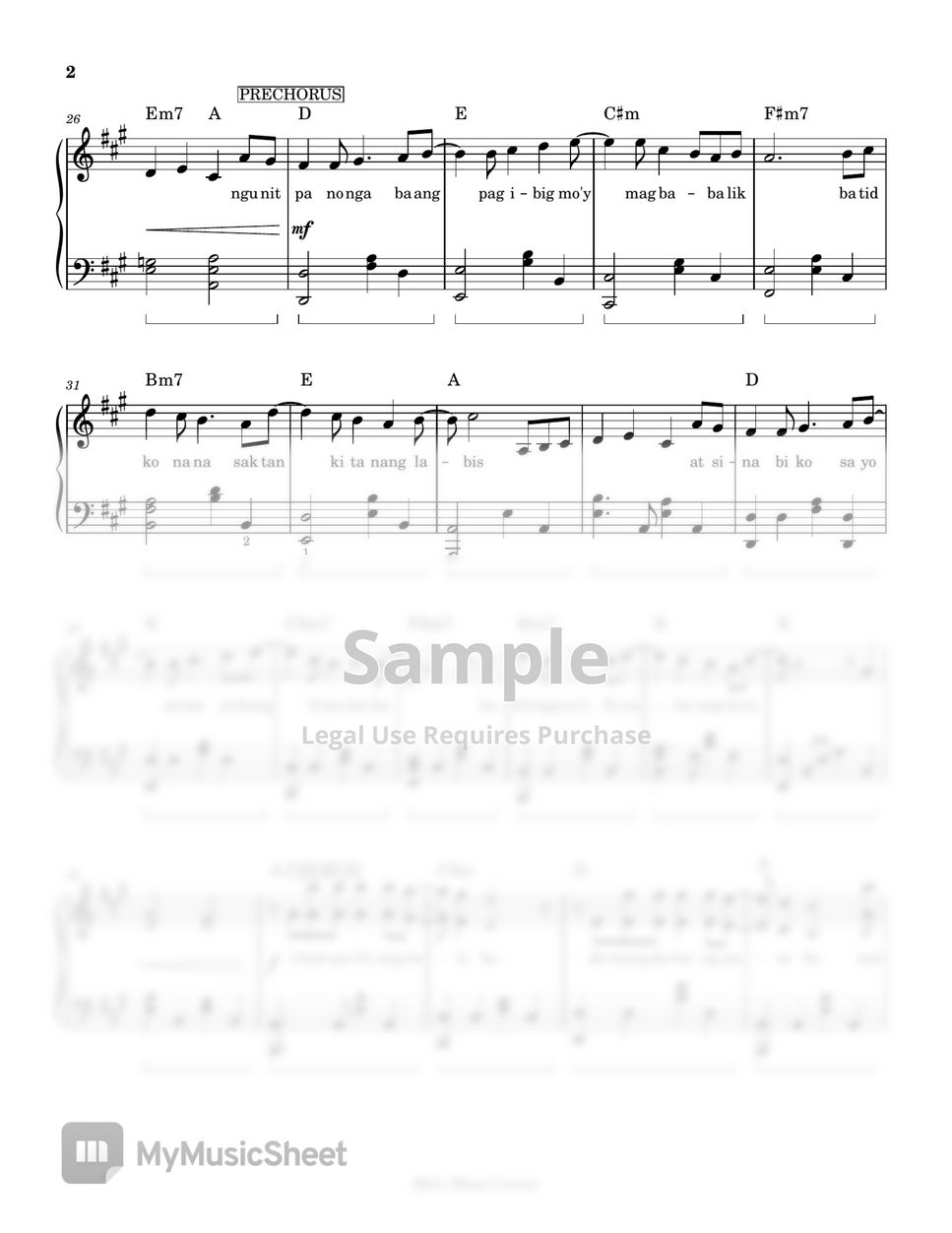 Rockstar (Voice of 5 version) - Mahal Pa Rin Kita (piano sheet music) by Mel's Music Corner