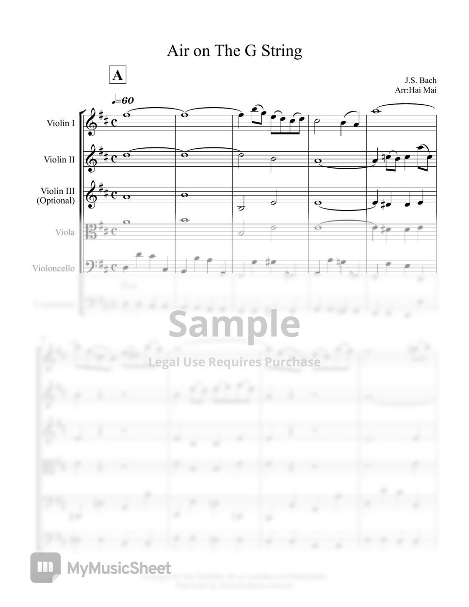 J.S Bach - Air on The G-String for String Ensemble by Hai Mai