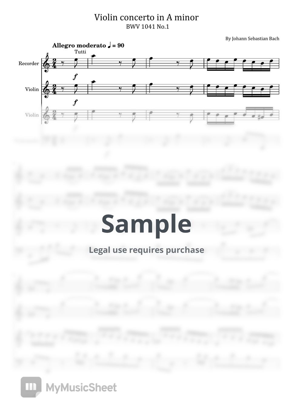 Johann Sebastian Bach Violin Concerto in A minor BWV 1041 (String