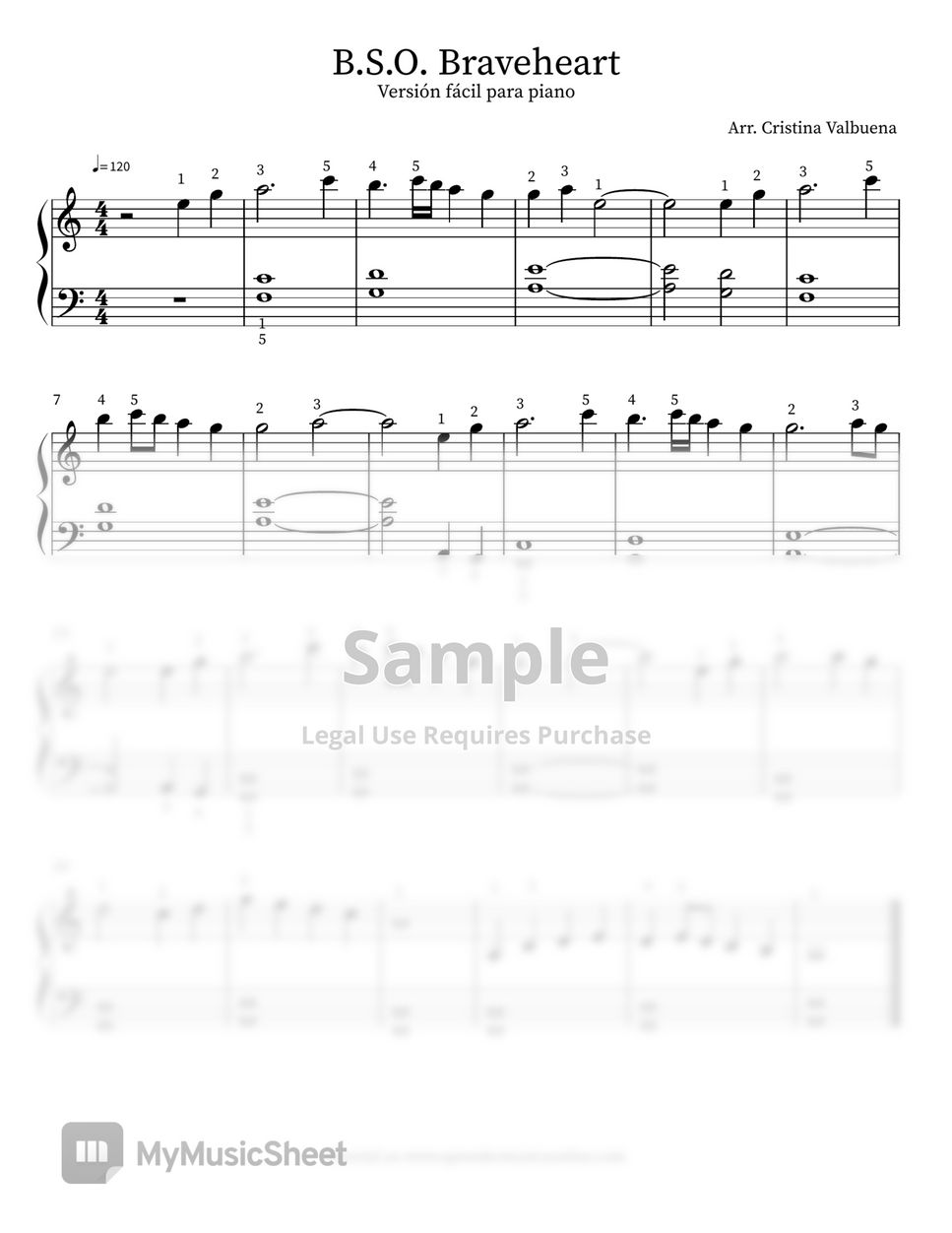 James horner for the love of a princess b s o braveheart sheet by