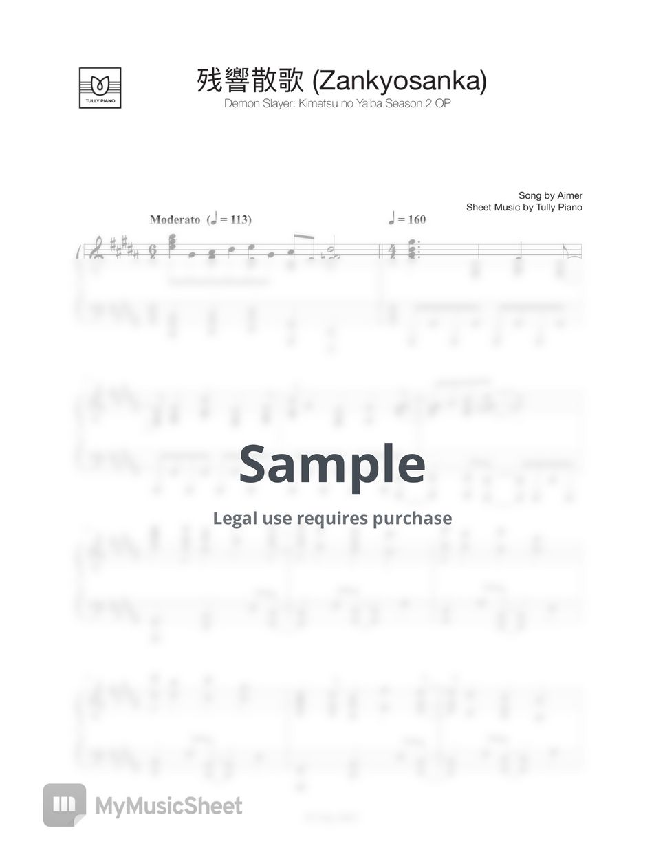 Demon Slayer Season 2 OP - Aimer Sheet music for Piano (Solo