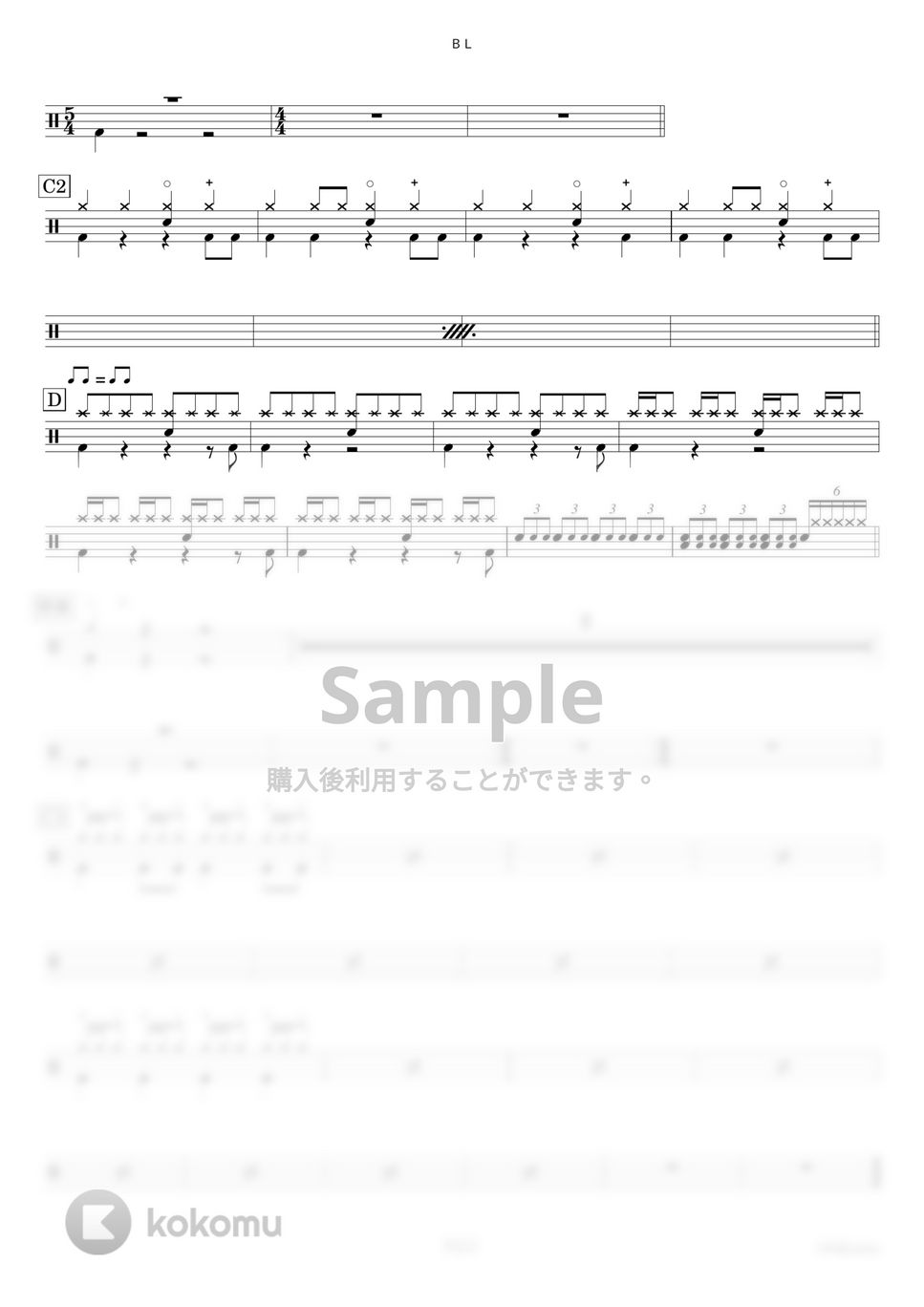 女王蜂 - ＢＬ【ドラム楽譜〔完コピ〕】.pdf by HYdrums
