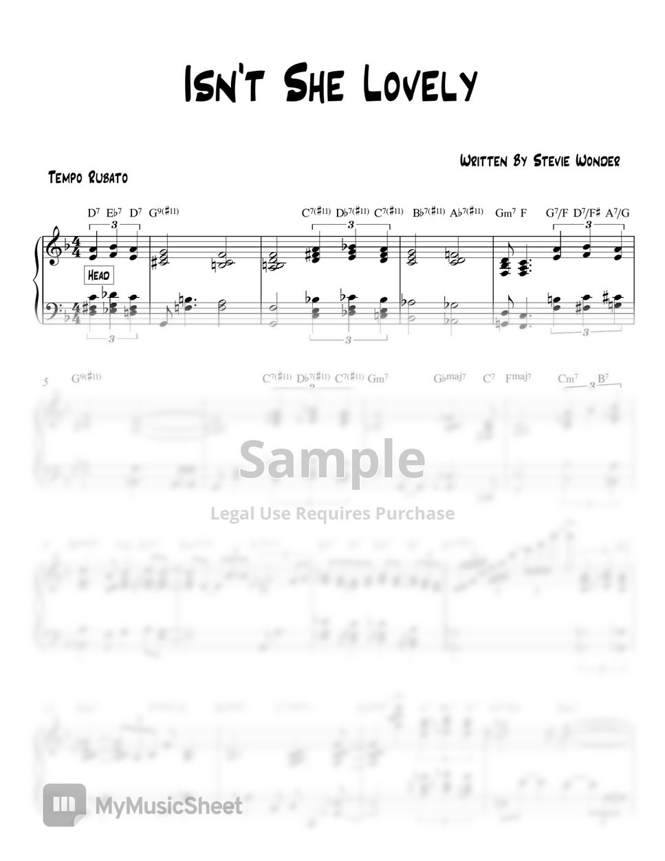 Stevie Wonder - Isn't She Lovely  Piano Cover + Sheet Music 