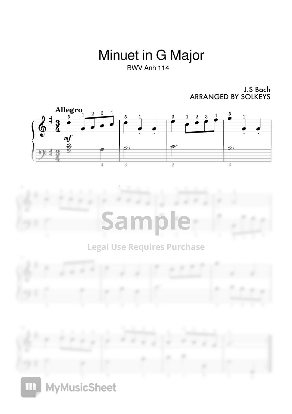 J.S Bach - Minuet in G by SolKeys