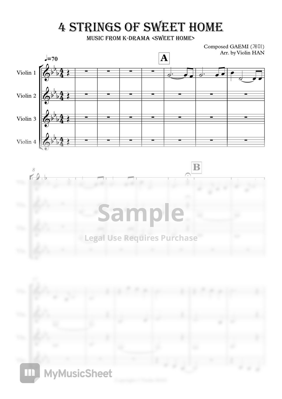 개미(GAEMI) - 4 Strings of Sweet Home (스위트홈 OST 4Violin) by Violin HAN