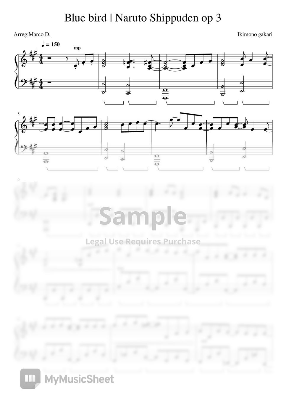 Ikimonogakari - Blue bird Lembar Musik by Marco D.