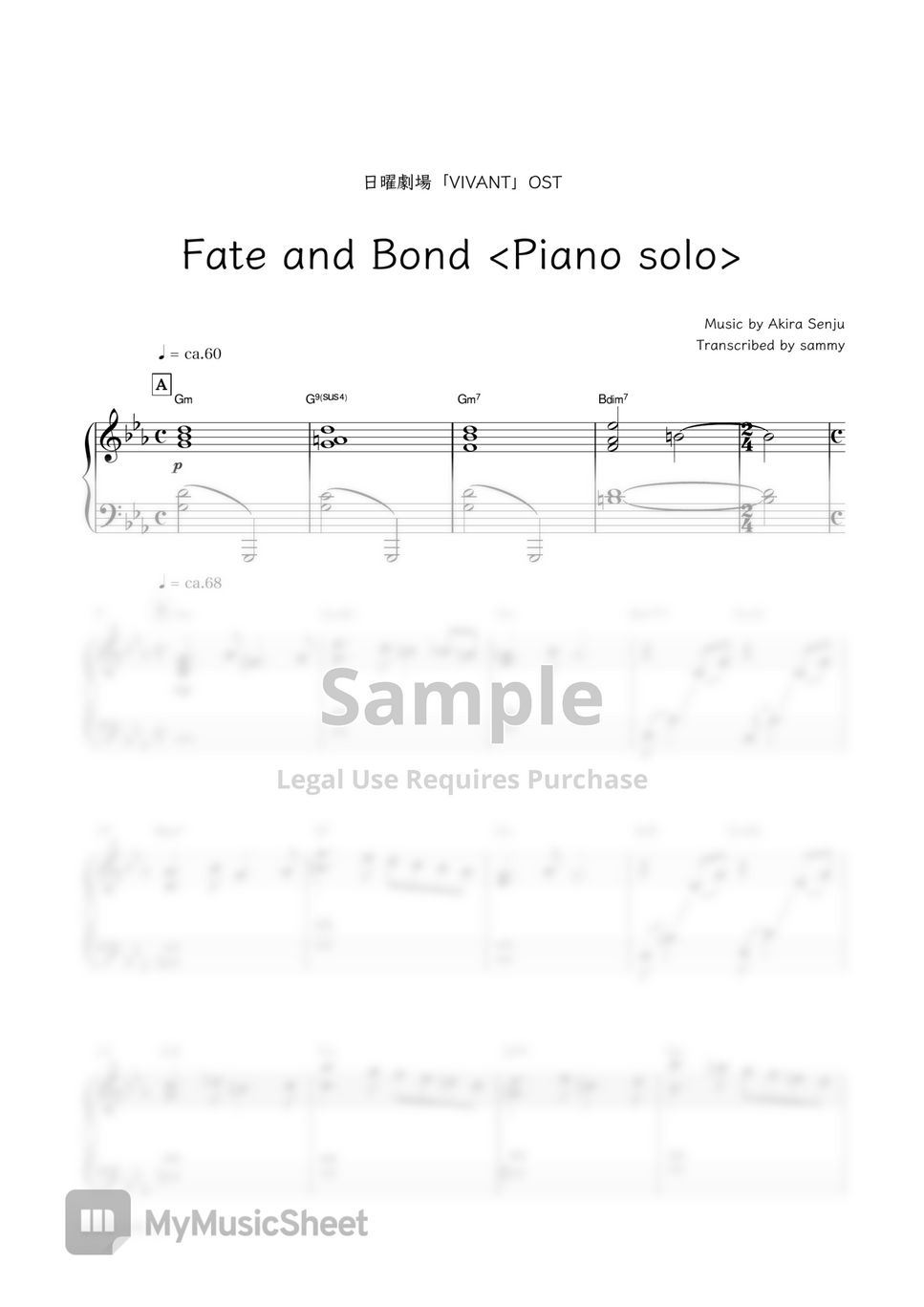 일본드라마 《VIVANT》OST・Akira Senju - Fate and Bond <Piano solo> by sammy