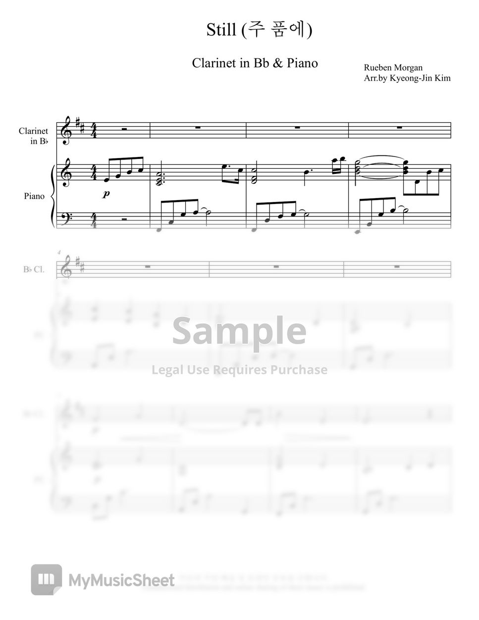 Reuben Morgan - Still (Bb Clarinet, Piano) by Pianist Jin