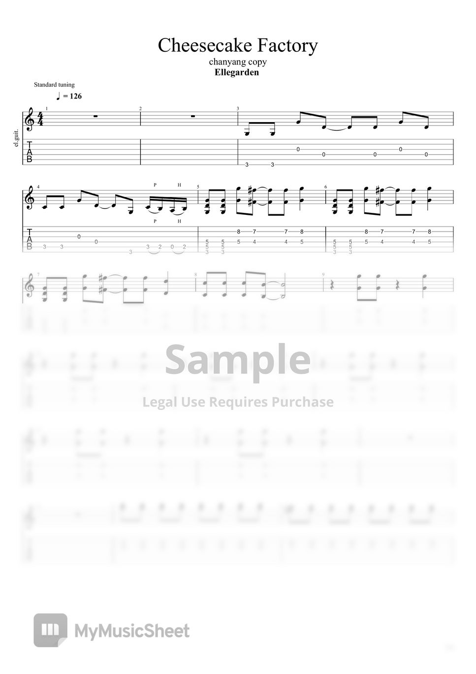 ELLEGARDEN Cheesecake Factory 악보 by chanyang