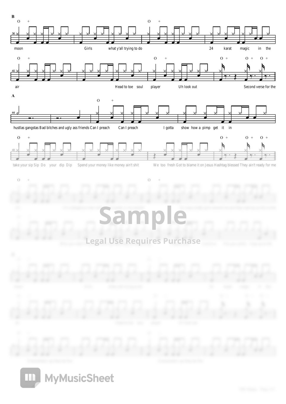 bruno-mars-24k-magic-sheets-by-copydrum