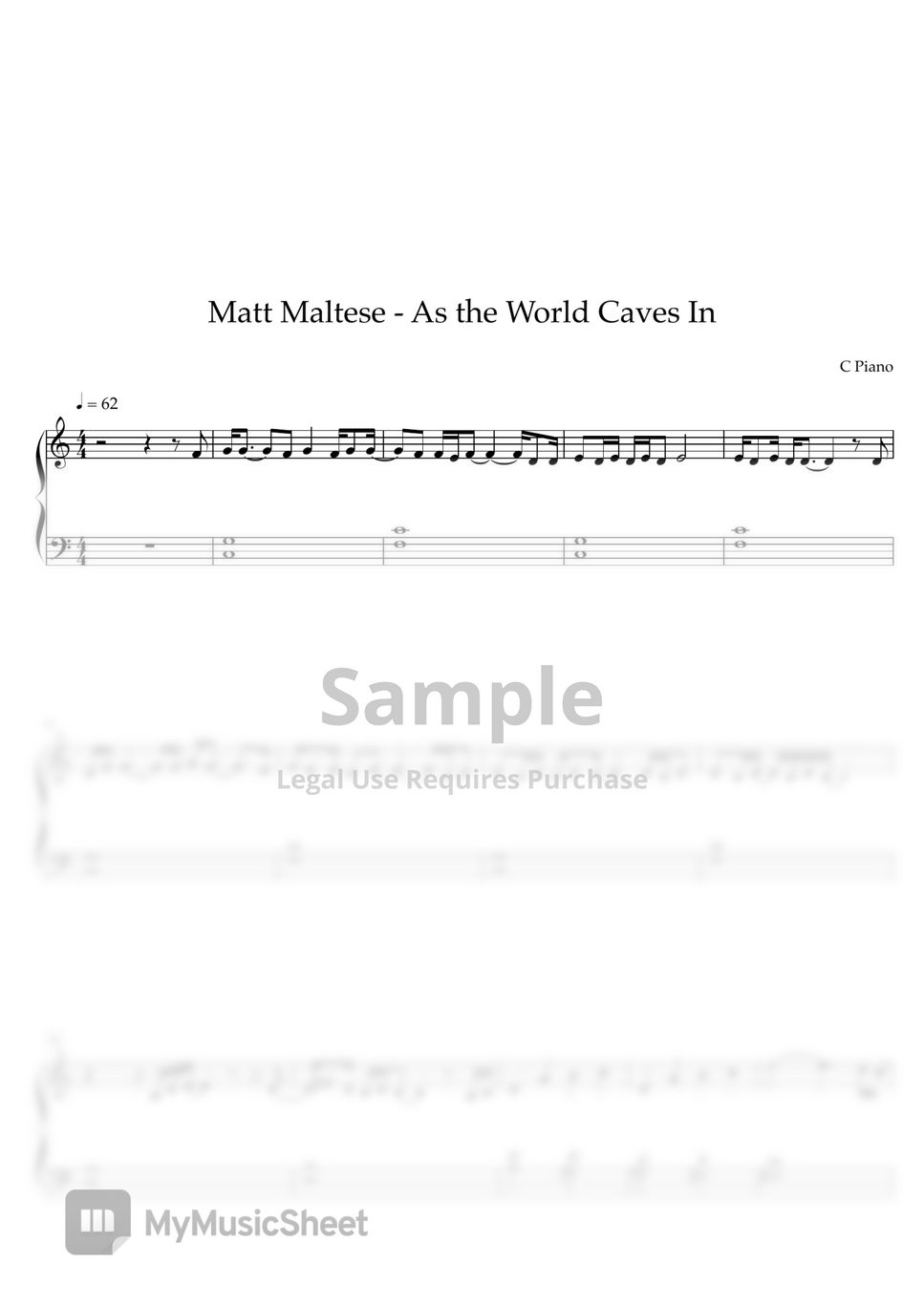 Matt Maltese - As the World Caves In (Easy Version) by C Piano