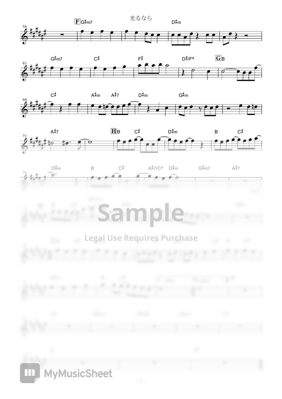 Hiraku Nara (Your Lie in April) for alto sax Sheet music for Saxophone alto  (Solo)