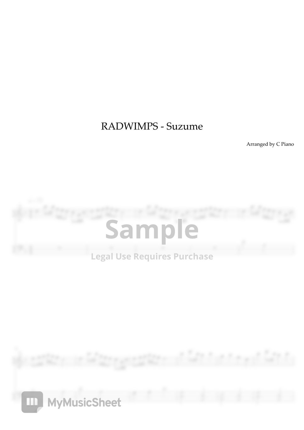 RADWIMPS - Suzume (Easy Version) by C Piano