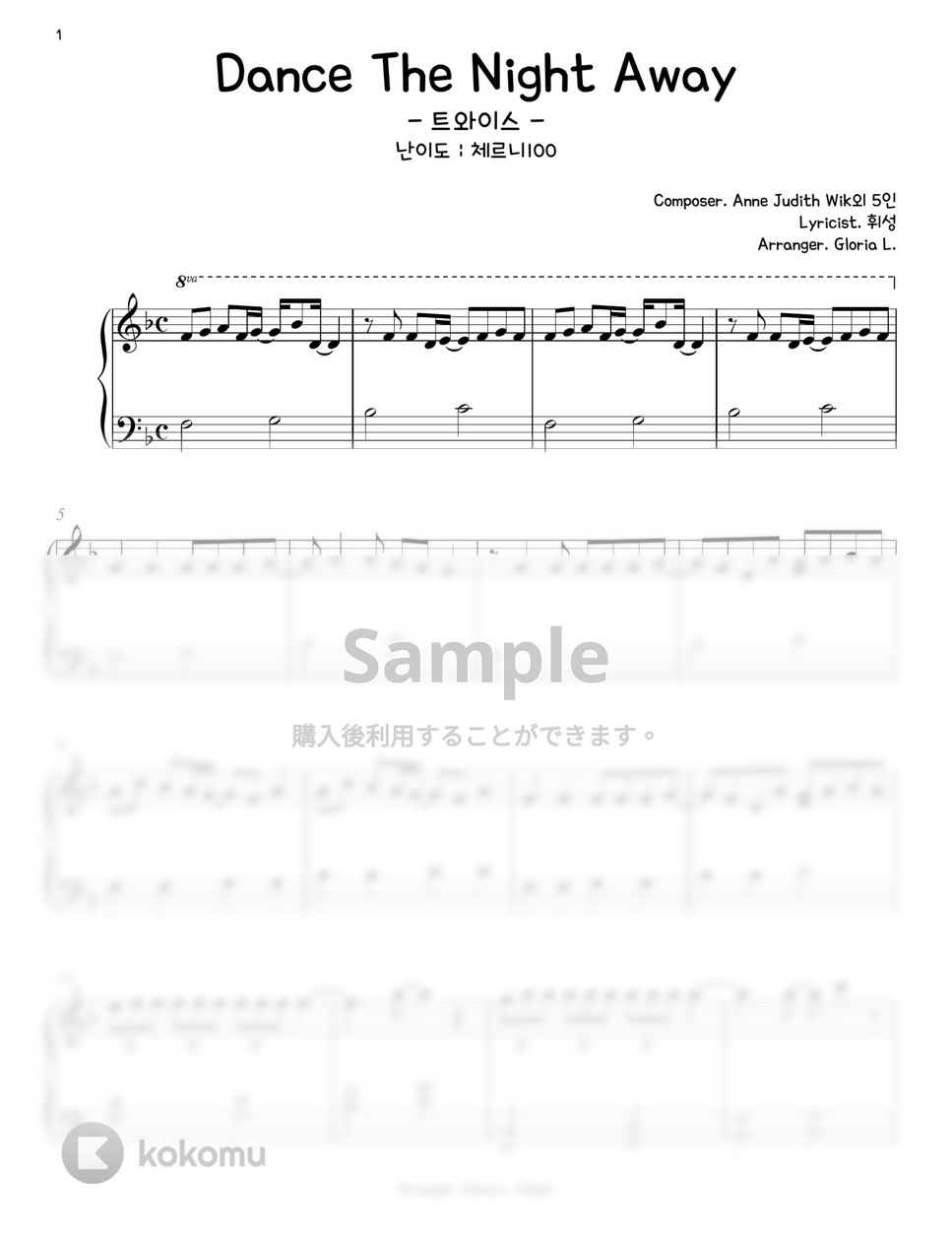 TWICE - Dance the Night Away (難易度チェルニー100) by Gloria L.