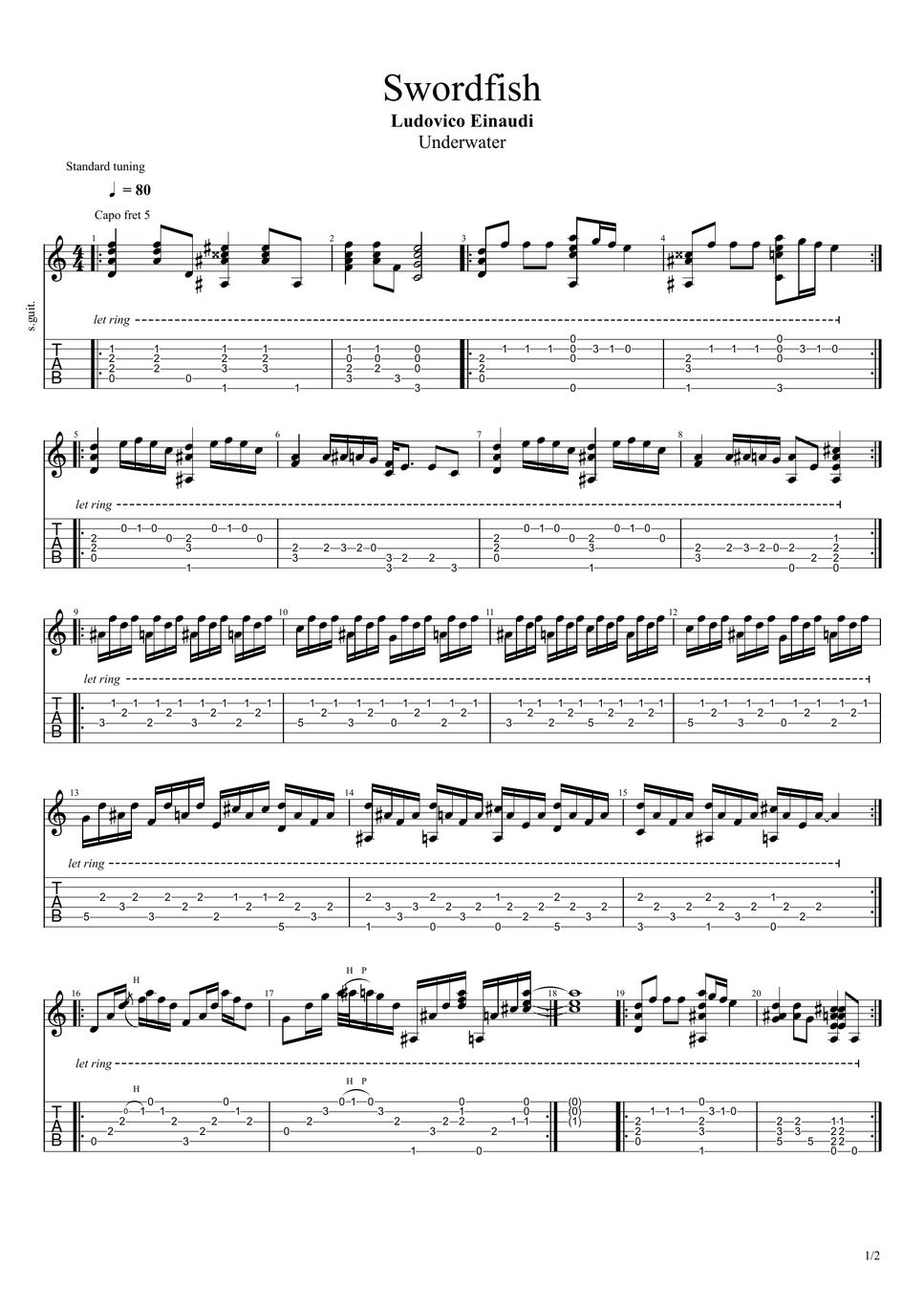 Ludovico Einaudi Swordfish Sheets by Nico Music