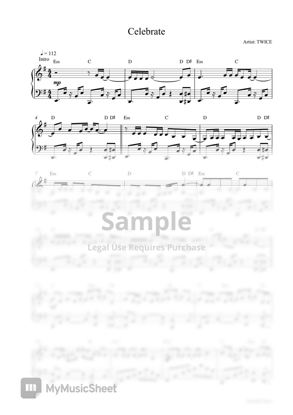 TWICE - Celebrate (Piano Sheet) by Pianella Piano
