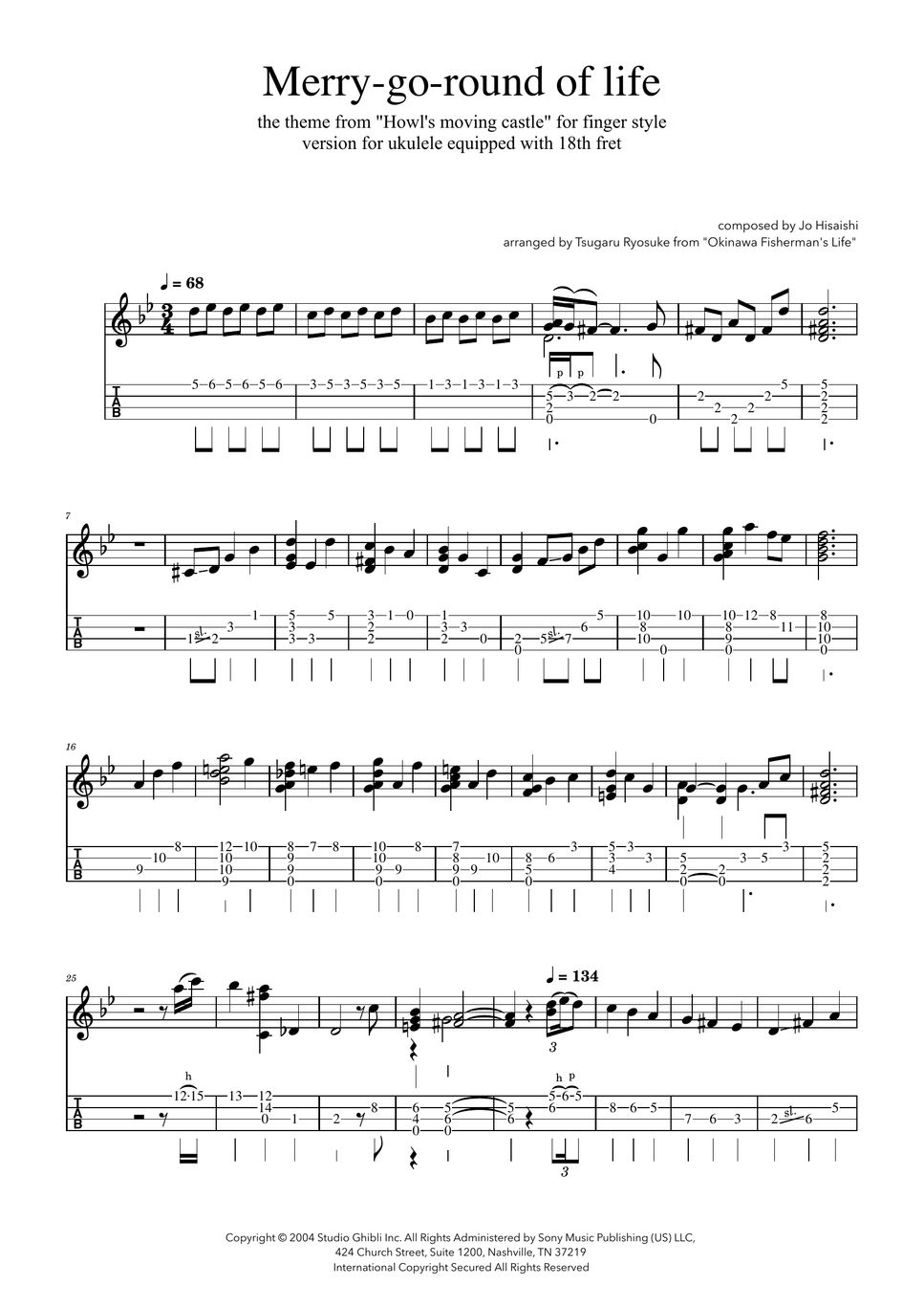 Hisaishi Joe MerryGoRound of Life (【for recital use・tabbed